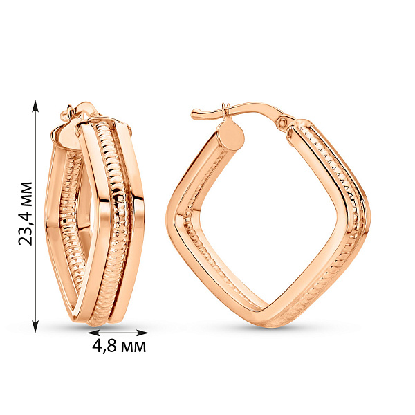 Серьги из красного золота без камней (арт. 1091622/20) – изображение 5