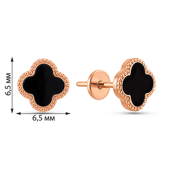 Золотые серьги-пусеты с эмалью (арт. 2190425101) – изображение 3