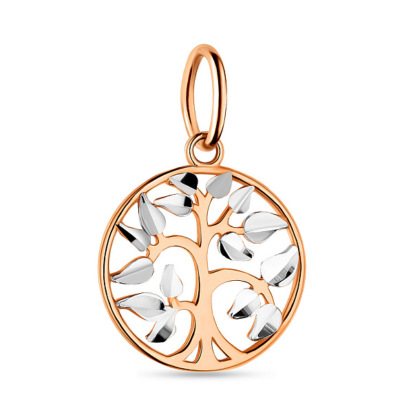 Подвес из красного золота "Дерево" с родированием (арт. 424415р) – изображение 1