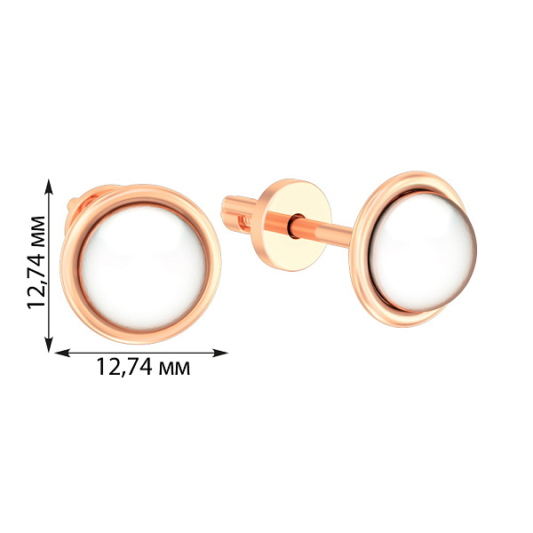 Золотые серьги пусеты с жемчугом (арт. 110629) – изображение 4