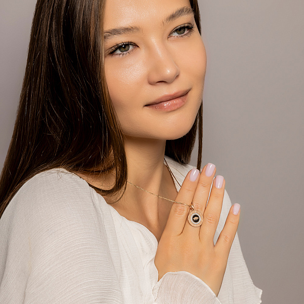 Золотой подвес "Телец" с эмалью и фианитами (арт. 440681ечт) – изображение 4