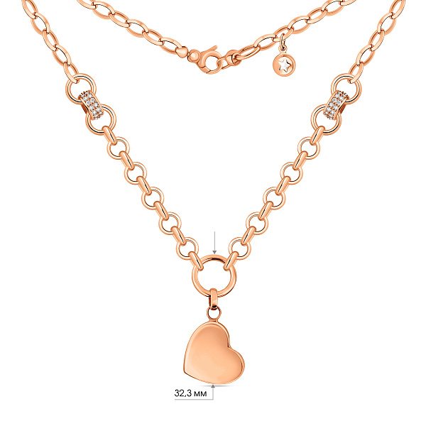 Колье Сердце из красного золота с фианитами (арт. 353020) – изображение 3