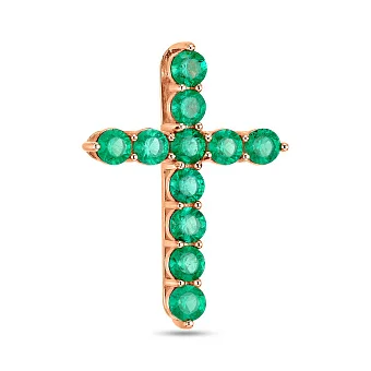 Хрестик з червоного золота зі смарагдами (арт. 3109608201и)