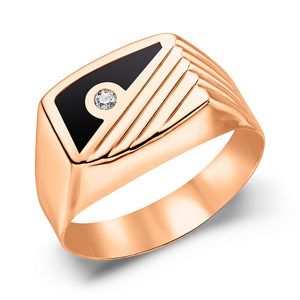 Золотая печатка с фианитом (арт. 180516еч) – изображение 1