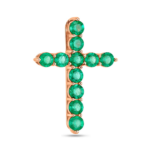 Хрестик з червоного золота зі смарагдами (арт. 3109608201и) – зображення 1