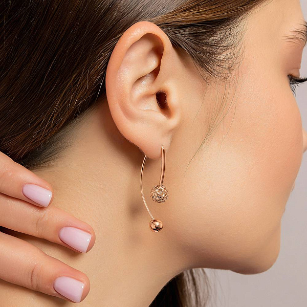 Серьги из красного золота без камней (арт. 109067) – изображение 3