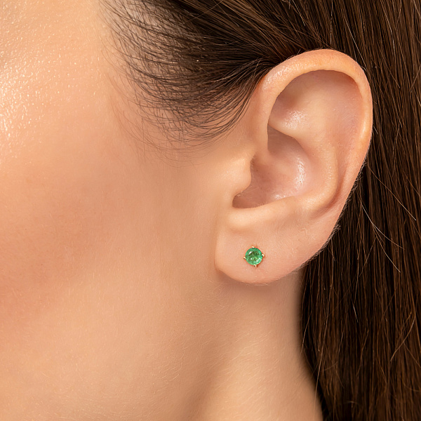 Золоті пусети зі смарагдом (арт. Т011089жи) – зображення 4