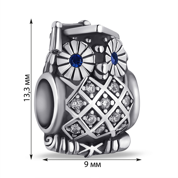 Серебряный шарм Сова (арт. 7903/П5ФС/510) – изображение 2