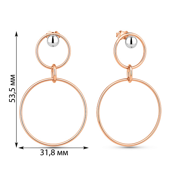 Сережки-пусеты из красного золота (арт. 107740кб) – изображение 2