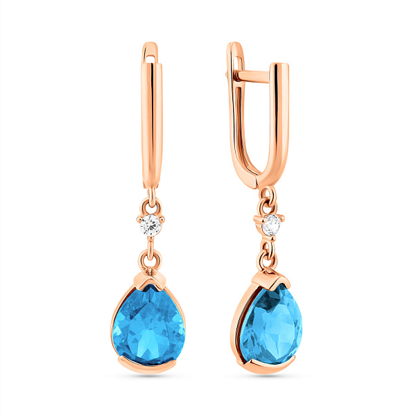 Золотые серьги с топазом и фианитами (арт. 111245Птг) – изображение 1