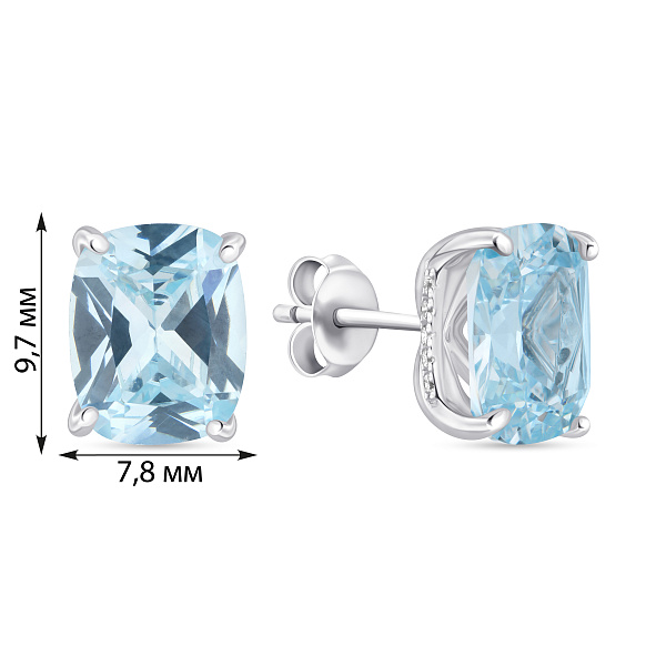 Серебряные серьги-пусеты с топазом (арт. 7518/2199342Пг) – изображение 2