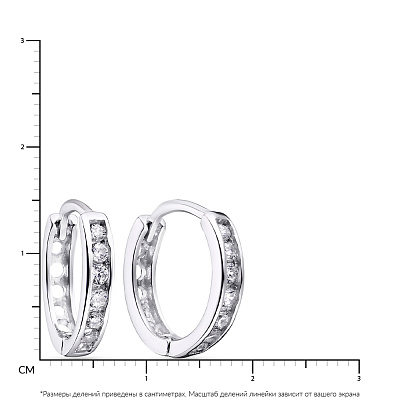 Сережки кольца из серебра с фианитами  (арт. 7502/203/15)