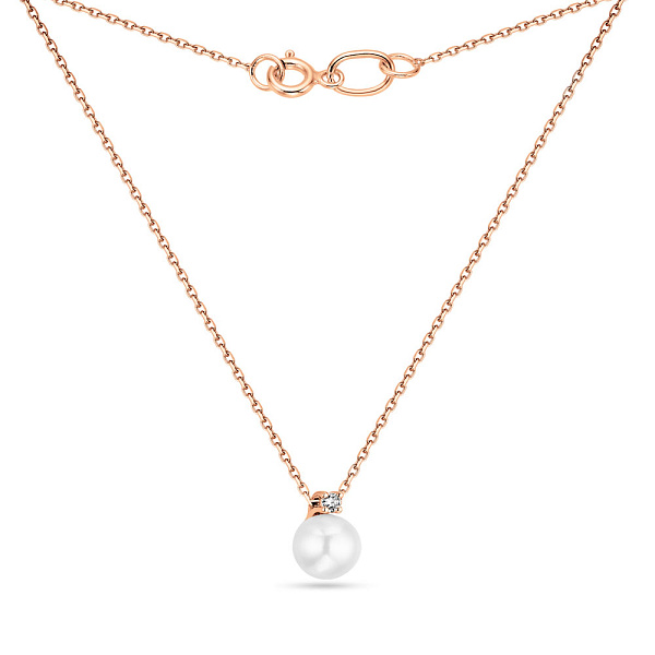 Золотое колье с жемчугом и бриллиантом (арт. Ц011292) – изображение 2