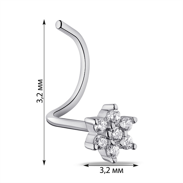 Серебряный пирсинг с фианитами (арт. 7512/ПР2Ф/035) – изображение 2