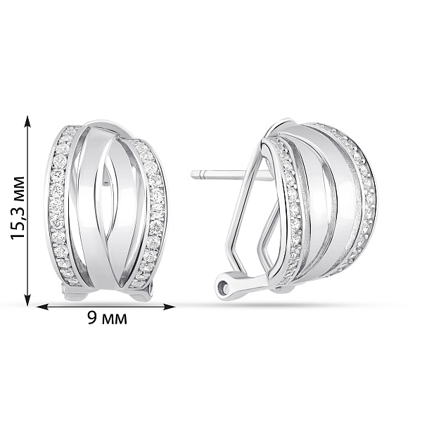 Серебряные серьги с дорожкой из фианитов (арт. 7502/10239) – изображение 2
