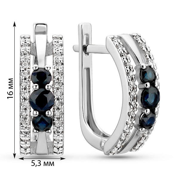 Серьги  из белого золота с сапфиром и бриллиантами (арт. С011040бс) – изображение 2