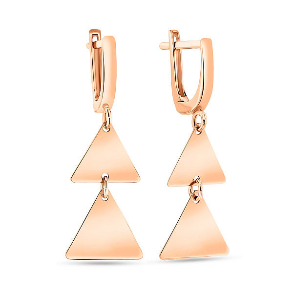 Сережки-підвіски з золота в червоному кольорі металу (арт. 108635) – зображення 1