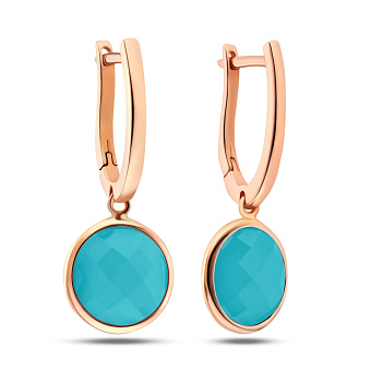 Фото Золотые серьги с подвесками из кварца (арт. 106328Пкбр)