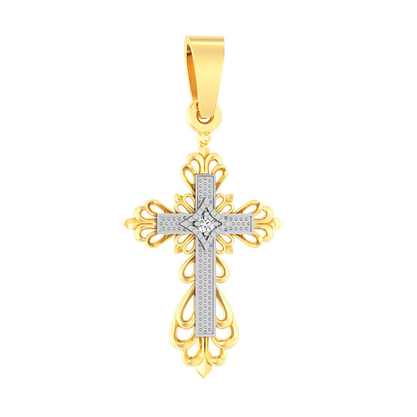 Золотая подвеска-крестик с фианитом (арт. 440542ж) – изображение 1
