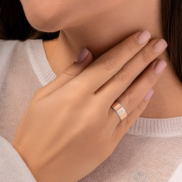 Обручальное кольцо золотое Американка с вставками (арт. 239189) – изображение 6