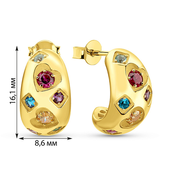 Пусети золоті з фіанітами Francelli (арт. 1091593жцв) – зображення 5