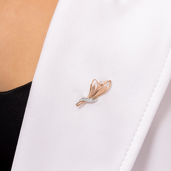 Золота брошка з фіанітами (арт. 360034) – зображення 2