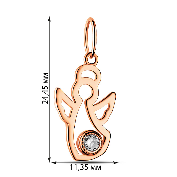 Золотая подвеска Ангел с фианитом (арт. 423497) – изображение 2
