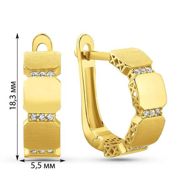 Золоті сережки з фіанітами (арт. 1091126жм) – зображення 4