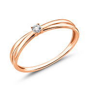 Фото Каблучка з червоного золота з одним діамантом (арт. К011247010)