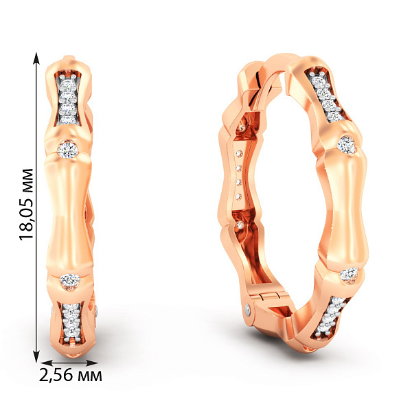 Серьги из красного золота с фианитами (арт. 111317) – изображение 2