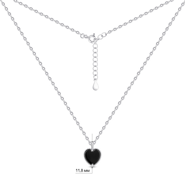 Серебряное колье Сердце с ониксом (арт. 7507/2402о) – изображение 3