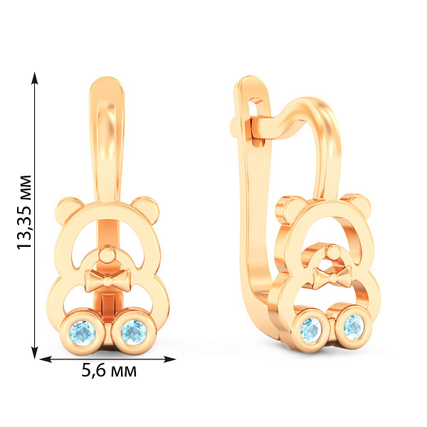 Сережки з червоного золота Ведмедики з фіанітами (арт. 111287г) – зображення 3