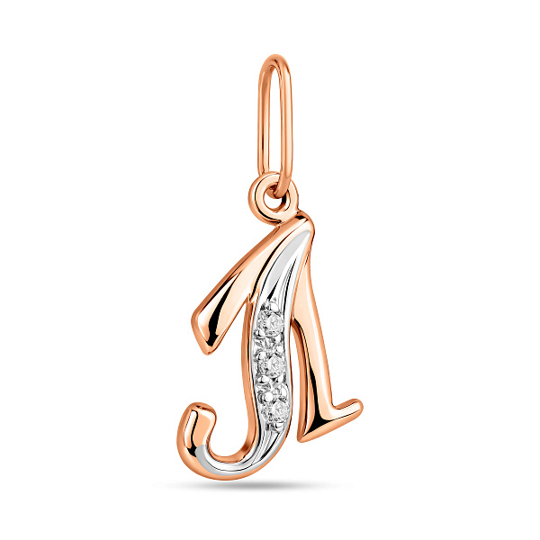 Золотий кулон Літера Л з фіанітами (арт. 440284) – зображення 1