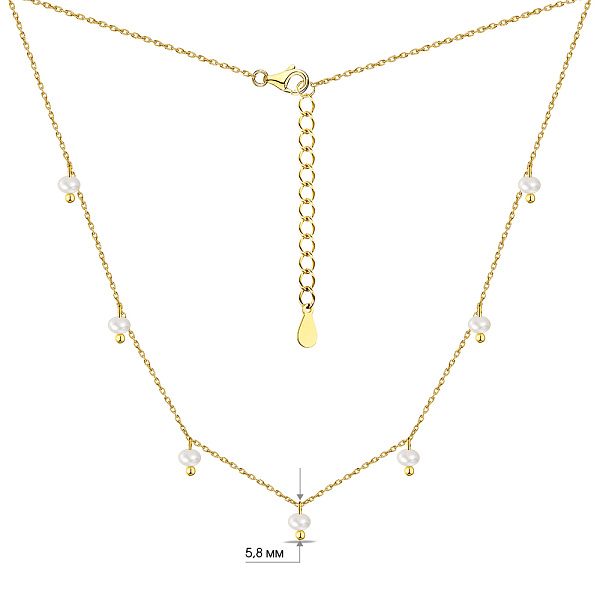 Серебряное колье с жемчугом (арт. 7507/1440жжб) – изображение 3