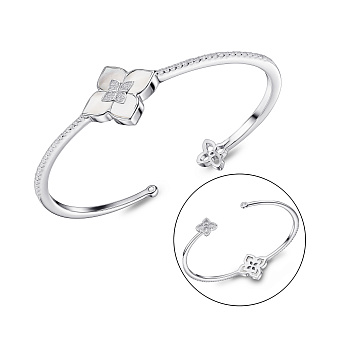 Серебряный жесткий браслет Цветок с перламутром (арт. 7509/2183310/20п)