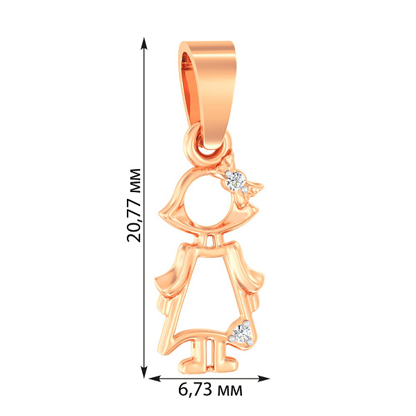 Золота підвіска Дівчинка з фіанітами (арт. 440553) – зображення 3