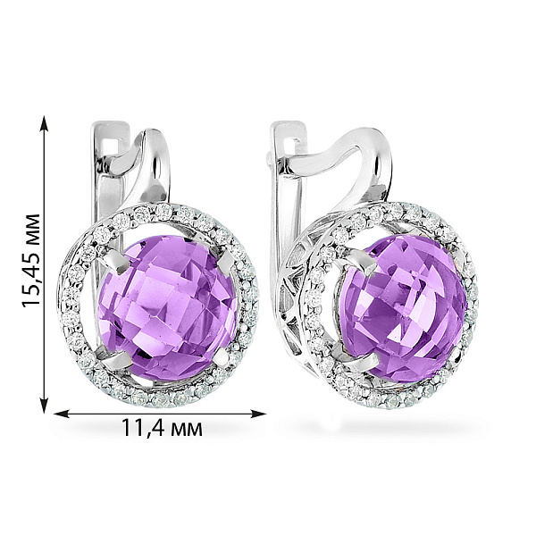 Золотые серьги с аметистом (арт. 110259Пба) – изображение 2