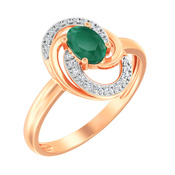 Золотое кольцо с изумрудом и бриллиантами (арт. К011050и) – изображение 1