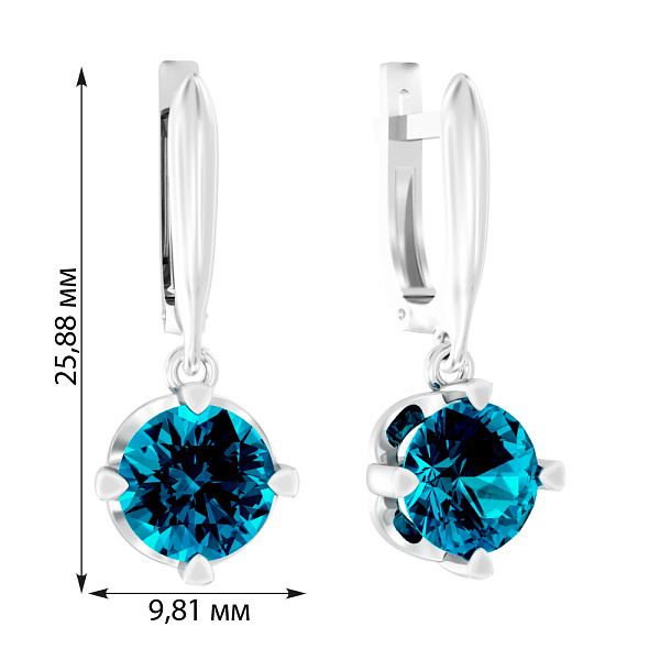 Золоті сережки підвіски з топазом Blue Ocean (арт. 110594Пбл) – зображення 2