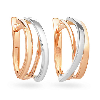 Фото Серьги Синергия из красного и белого золота (арт. 110306)