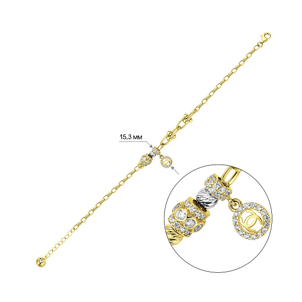 Браслет з жовтого золота з фіанітами (арт. 326091жбП1) – зображення 2