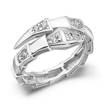 Кольцо из белого золота Змея с фианитами (арт. 156640б)