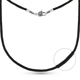 Шелковый ювелирный шнурок с серебряным замком (арт. 7307/1451-ч)