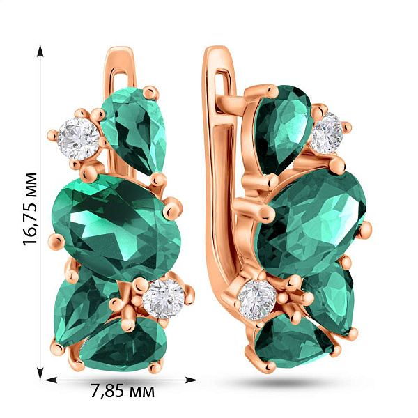 Золоті сережки з кварцом і фіанітами (арт. 111256Пз) – зображення 4