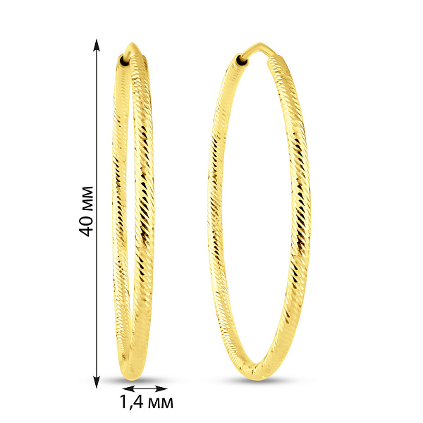 Серьги-кольца из желтого золота (арт. 122001/40ж) – изображение 4