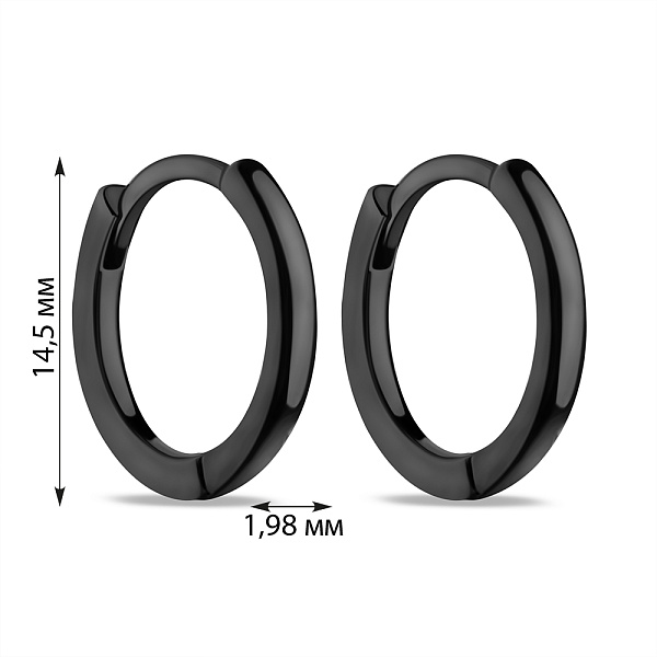 Серьги-кольца из серебра с черным родированием (арт. 7502/3154/15ч) – изображение 2