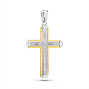 Хрестик з білого і жовтого золота з діамантами (арт. П011798010бж)
