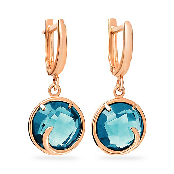 Золотые серьги подвески с топазом  (арт. 110378Пг)