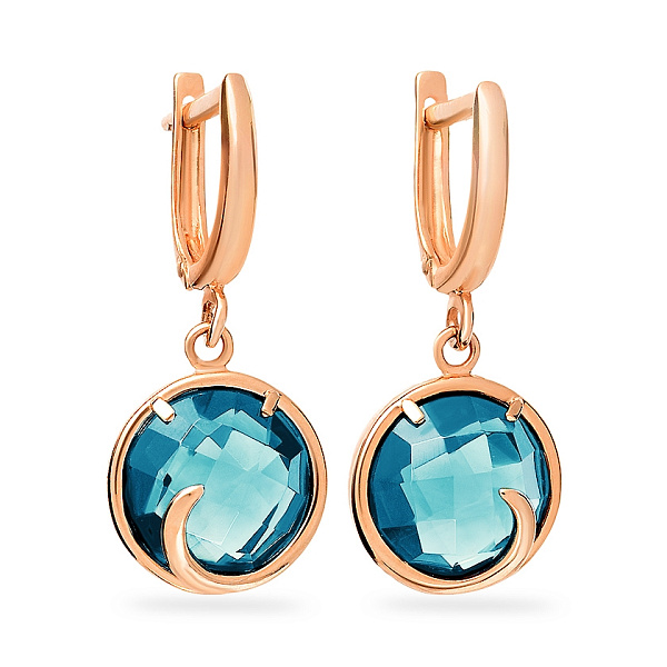 Золотые серьги подвески с топазом  (арт. 110378Пг) – изображение 1