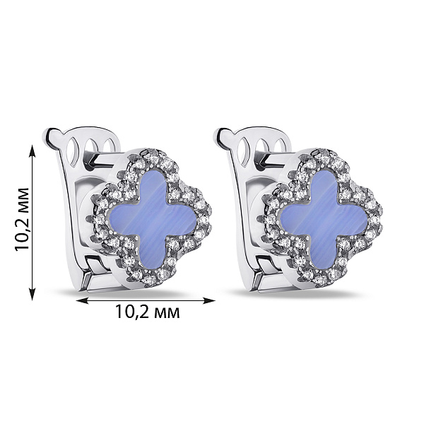 Срібні сережки з халцедоном і фіанітами (арт. 7502/9147/10хлф) – зображення 2